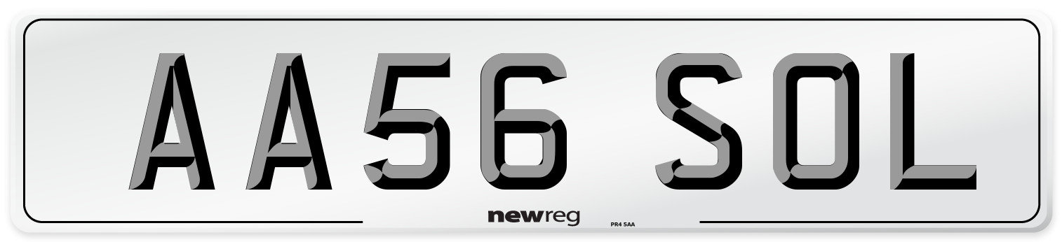 AA56 SOL Number Plate from New Reg